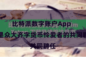 比特派数字账户App  恰是众大齐字货币怜爱者的共同聘任